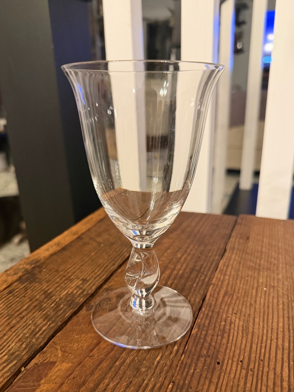 (8) vintage Imperial Glass Ohio clear "Twist" goblets